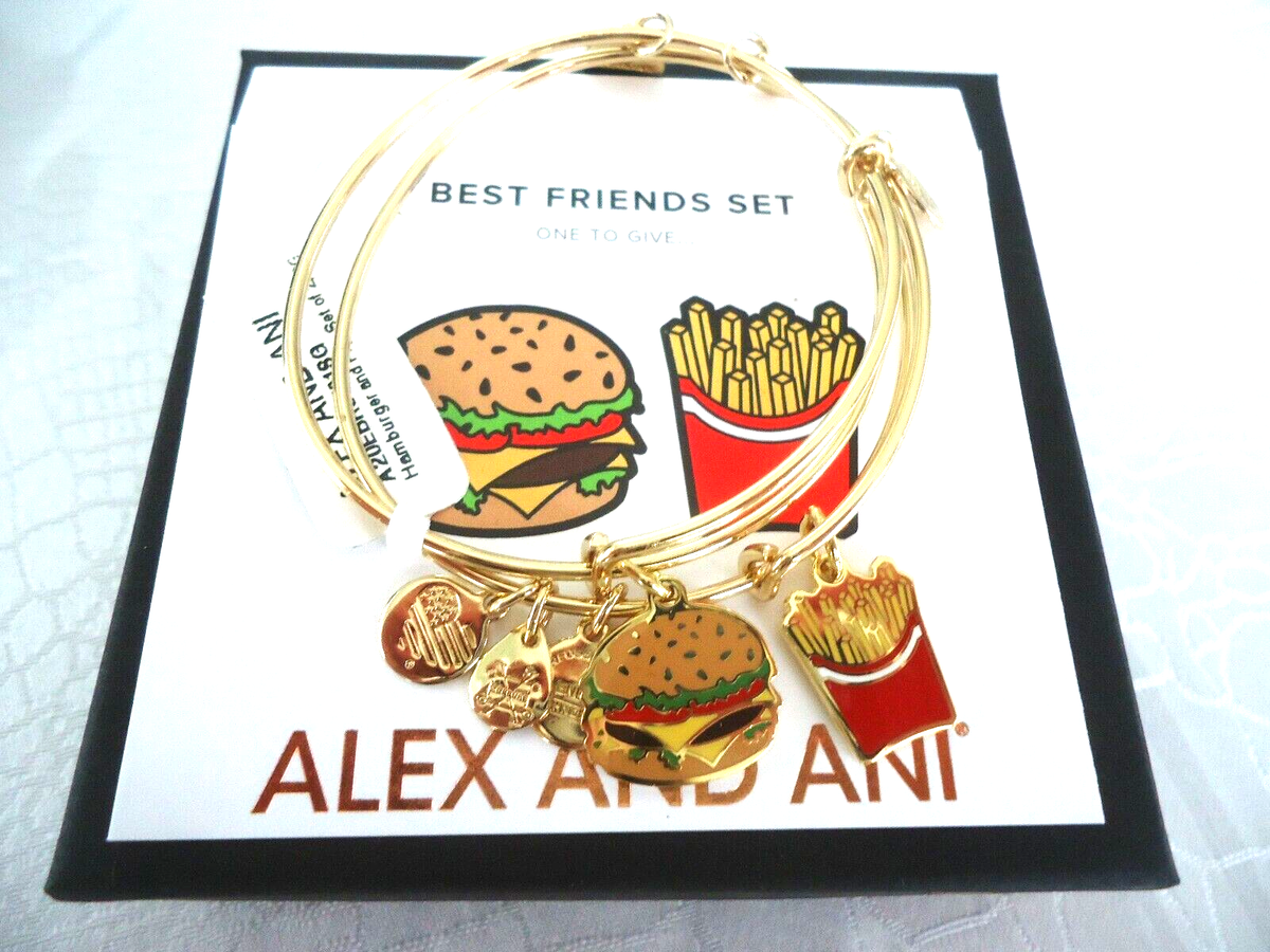 Alex and Ani HAMBURGER And FRY BEST FRIENDS SET OF Bangles New W