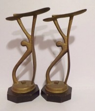 Antique Cast Iron Shoe Shine Stand Cobbler Foot Form Rest Art Deco Pair Gold