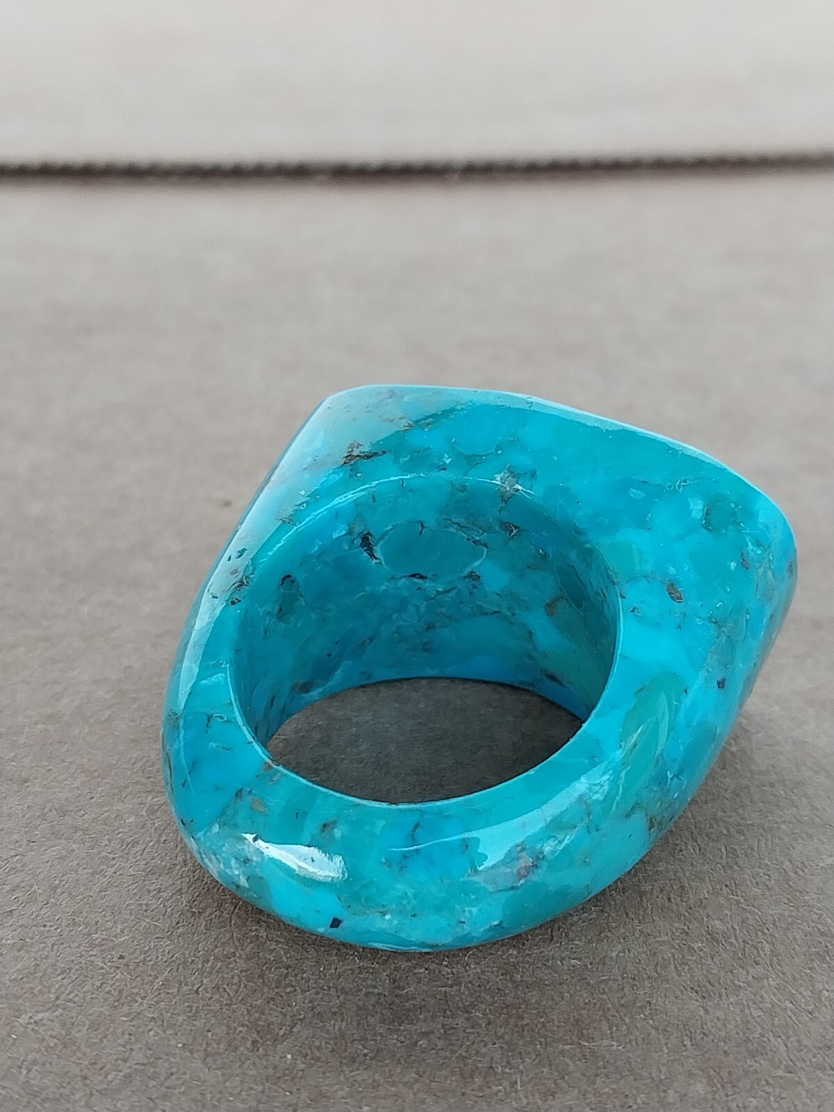 Vintage Solid Turquoise Gemstone Statement Ring S… - image 8