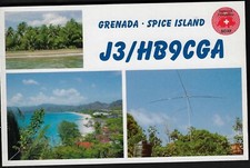 QSL QSO CB Radio CARD"J3/HB9CGA,Vista dell'Isola,Antenna,The Shore",Grenada (Q6933)