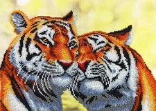 Bead Embroidery Kit Tigers DIY Stamped Bead Needlepoint Beadwork t-0815