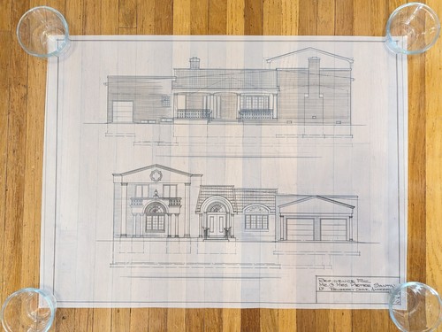 6 Architectural Hand Drawings Exterior Interior 30"x22.5" New York Estate Find 4 - Picture 20 of 24