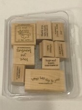 Stampin Up Birthday Love All Wood Rubber Stamps Lot Set of 9 Ref104