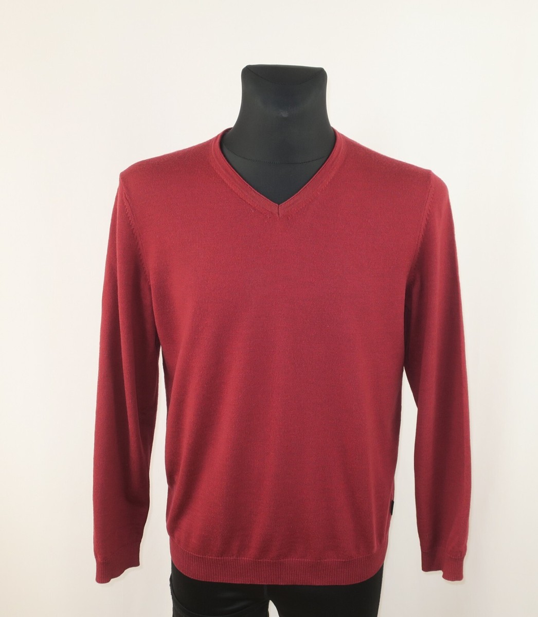 HUGO BOSS MENS EXTRA FINE MERINO WOOL SLIM FIT SWEATER size XL