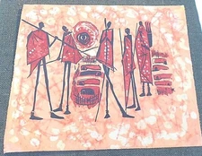 MID-CENTURY MODERN AFRICAN HANDPAINTED WALL HANGING