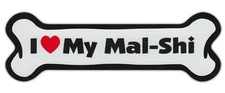 Dog Bone Shaped Car Magnets: I LOVE MY MAL-SHI (MALTESE SHIH TZU)