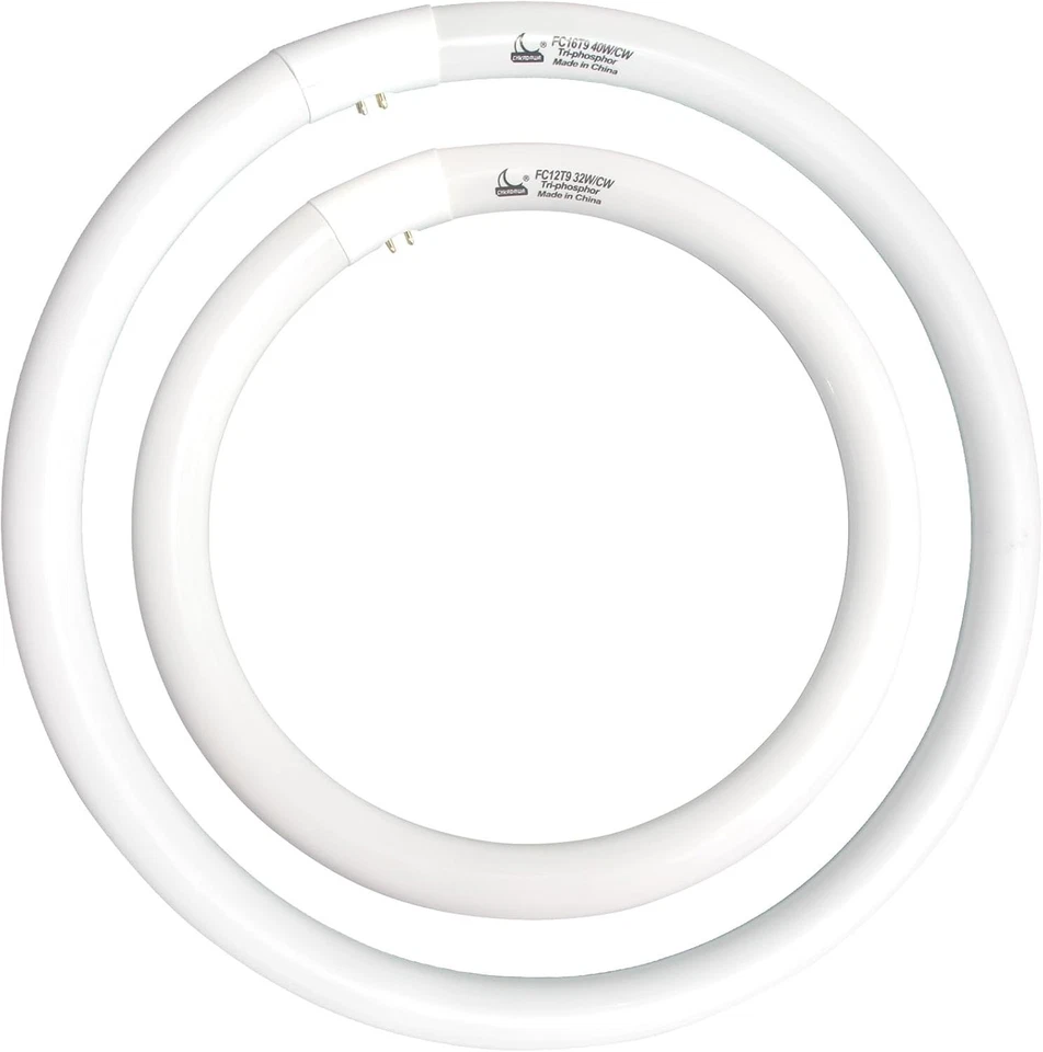 Set of 12" & 16" Round Fluorescent Light Bulbs, 4100K Cool White Illumination - Image 3 of 4