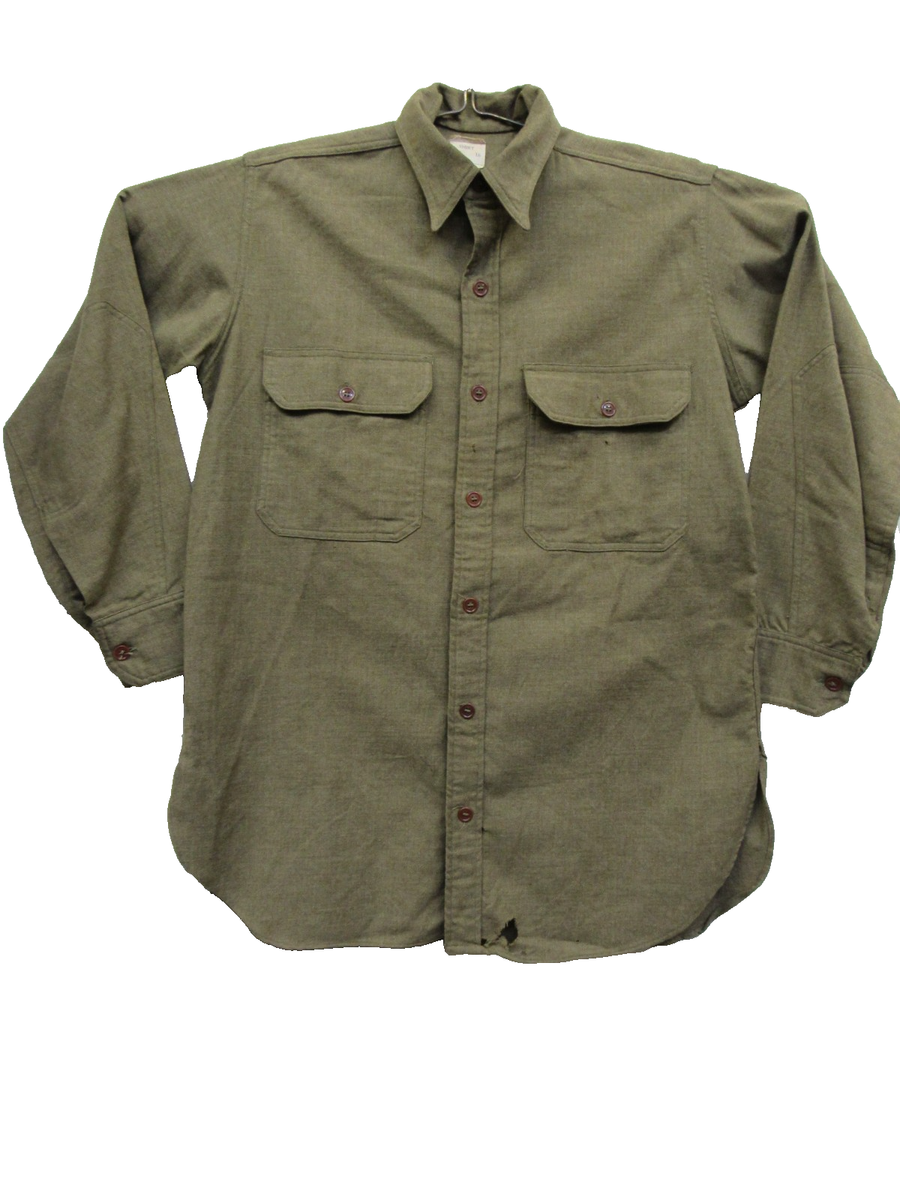 Pre WW2 US Wool Shirt Pattern 1933 OD Enlisted Mans Siz 16 Phila