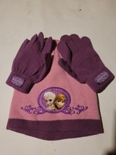 Purple Pink Elsa Anna Cap  Gloves
