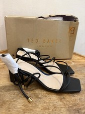 Ted Baker Black Square Toe Spaghetti Strap Mid Heeled Sandals -UK3 RRP £110