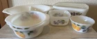 Vintage Lot of 7 Pieces Fire King Milk Glass Gay Fad Peach Blossom
