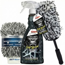 SONAX 1000ml FelgenBeast Felgenreiniger+Microfaser Felgenbürste+Waschhandschuh