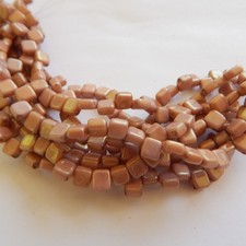 30 Beads -5mm Mini Tile, 2-Hole - Chalk Red Luster - Czech Glass