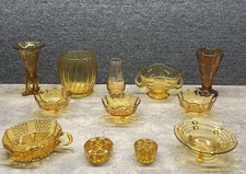 Lovely Large Collection of Art Deco Amber Glass Vases and Other Items