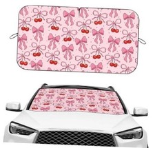 Pink Bow Car Windshield Sun Shade, Foldable Reflective Sunshade for color 2