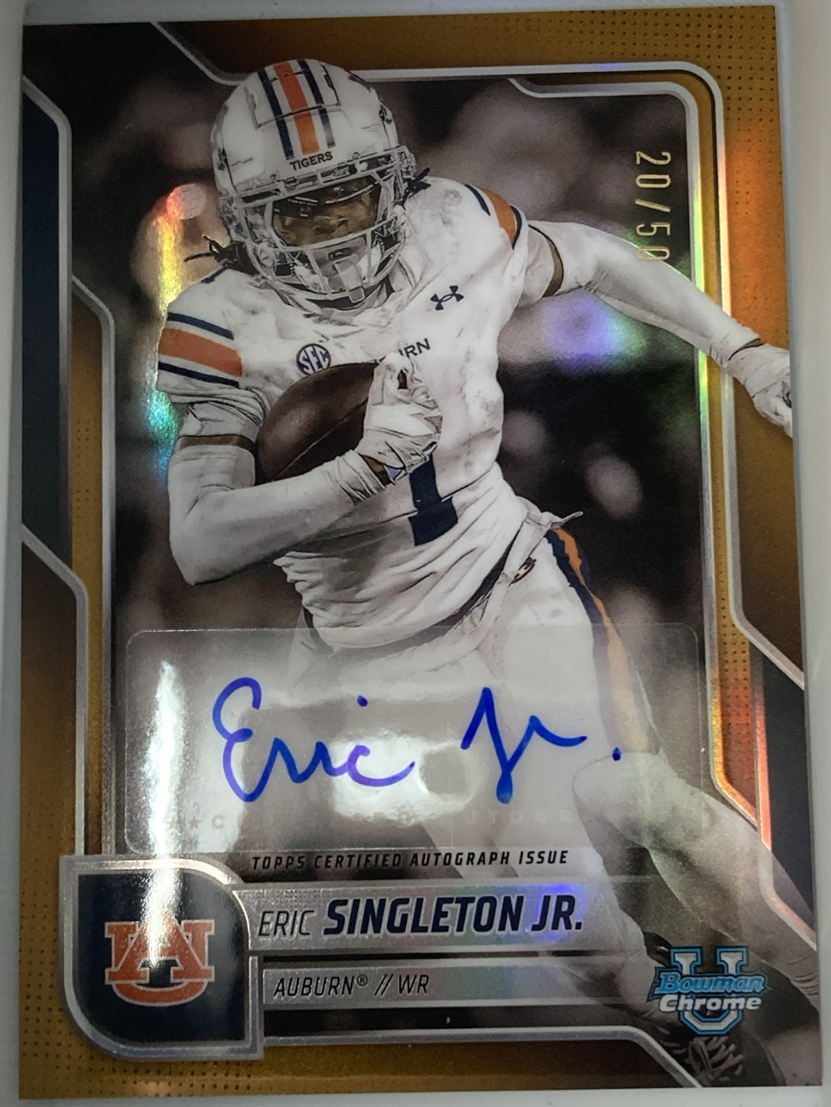 2025 Bowman University Chrome - Gold Refractor Autographs Eric Singleton Jr....