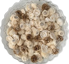 Set of 50 DIY Sola Wood Flowers Assortment White Small Craft Wooden Flowers