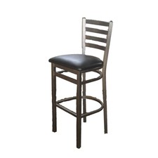 Oak Street Mfg Ladderback Barstool w/Black Vinyl Seat  Silvervein