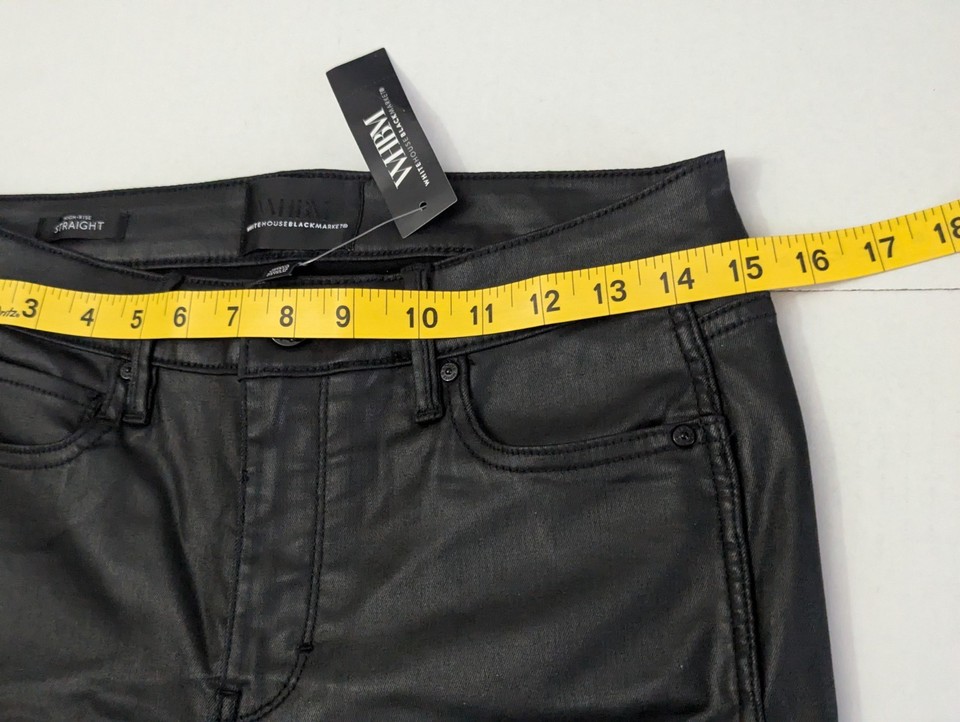WHBM High Rise Straight Vegas Coated Black Jeans Women's Size 4R W29 ...