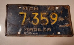 1965 Michigan License Plate Trailer # 7-359