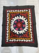 Vintage handmade Suzani tablecover, Uzbek embroidered textiles, Wall Hanging