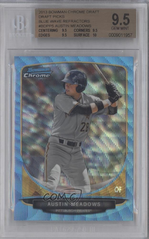 2013 Bowman Draft Picks Chrome Blue Wave Refractor Austin Meadows BGS 9.5 0c6