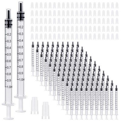Molain 100 Pack 1ml Syringe with Cap, No Needle Syringe, Plastic Small Syring...