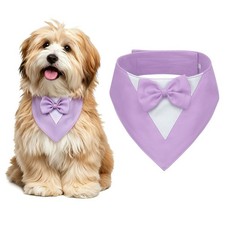 Dog Tuxedo Bandana Collar, Adjustable Formal Dog Tuxedo Bandana, Purple, S