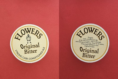 Flowers Original Bitter Strong Cask Conditioned Ale Brauerei Bierdeckel Bier