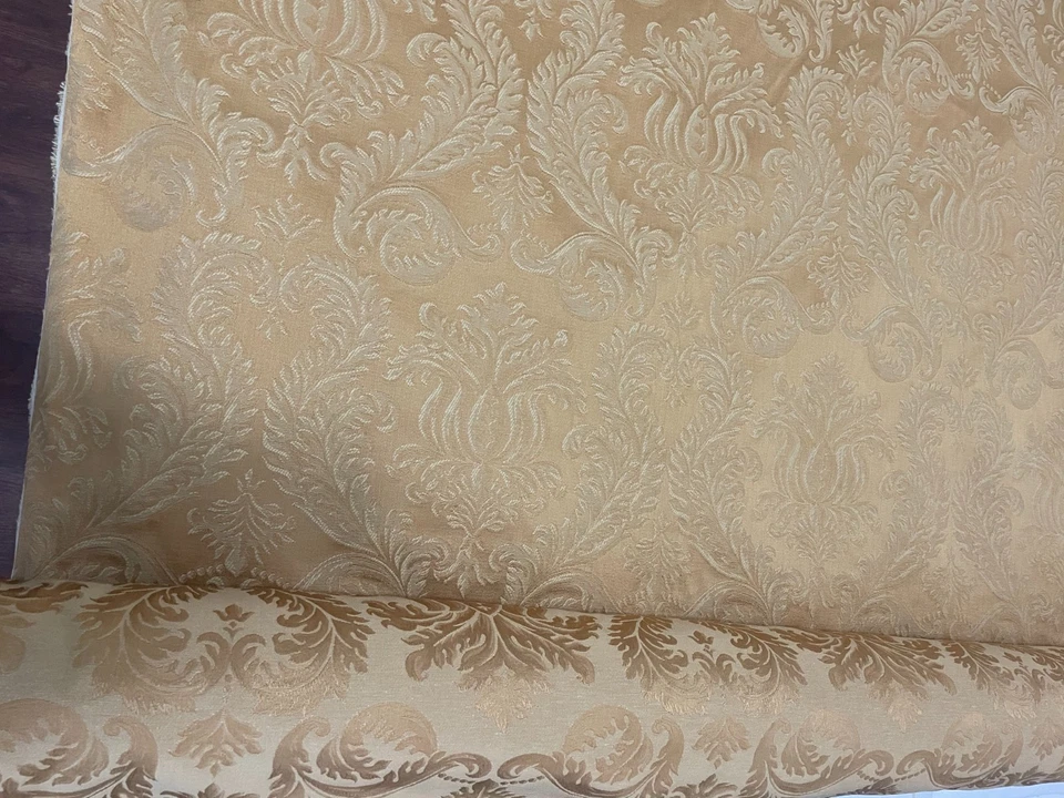 GOLD DAMASK CHENILLE UPHOLSTERY BROCADE FABRIC (54 in.) Sold By The Yard - Image 3 of 4