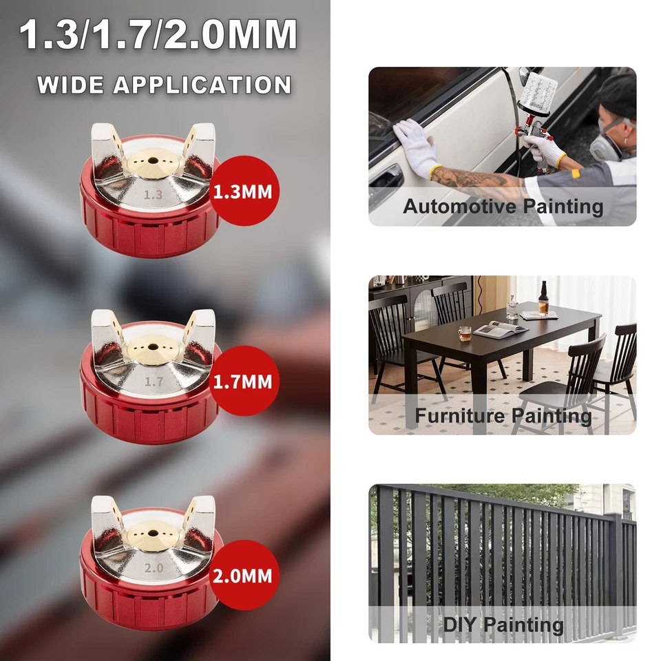 LVLP R500 Air Spray Gun 1.3/1.7/2.0mm Nozzle Car Paint Sprayer Gun Mixing Cup - Image 2 of 4