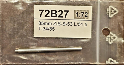 RB Model 72B27, 85mm ZIS-S-53 L/51,5 Tank Barrel for T-34/85, 1/72, MIB