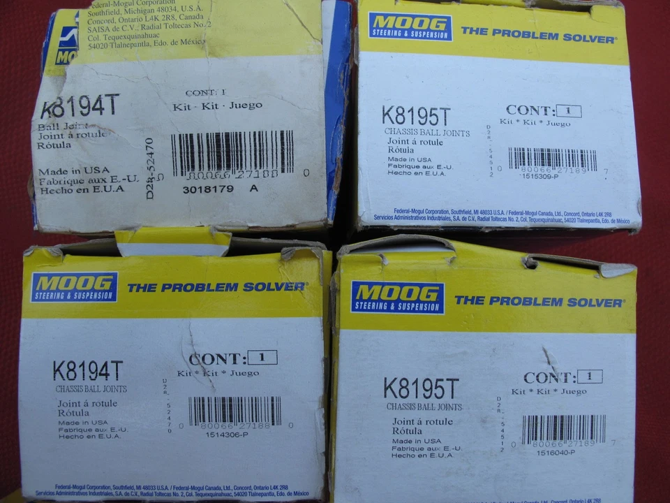 Juego de rótulas y juntas en U 4x4 MOOG K8194T K8195T suspensión delantera superior e inferior 369 Foto 3 de 4