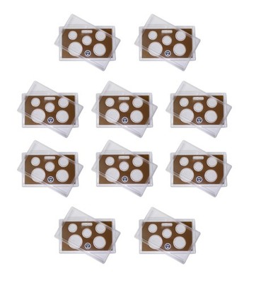 Empty Plastic Lens with Brown Insert Holds 5 Coins, 10 Pack