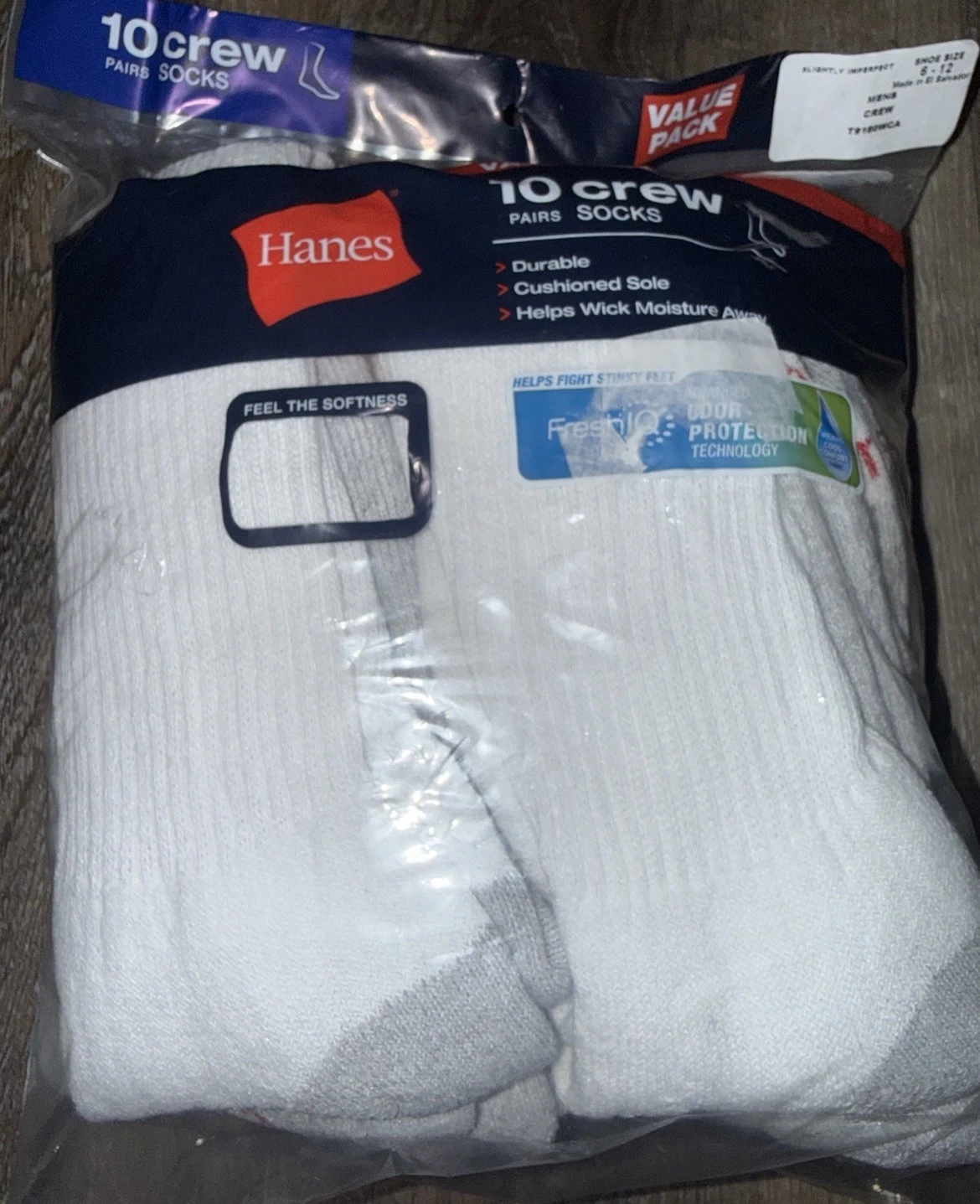 Hanes ~ 10-Pair White Socks Crew Cushioned Cotton Blend ~ Shoe Size 6-12
Opens in a new window or ta