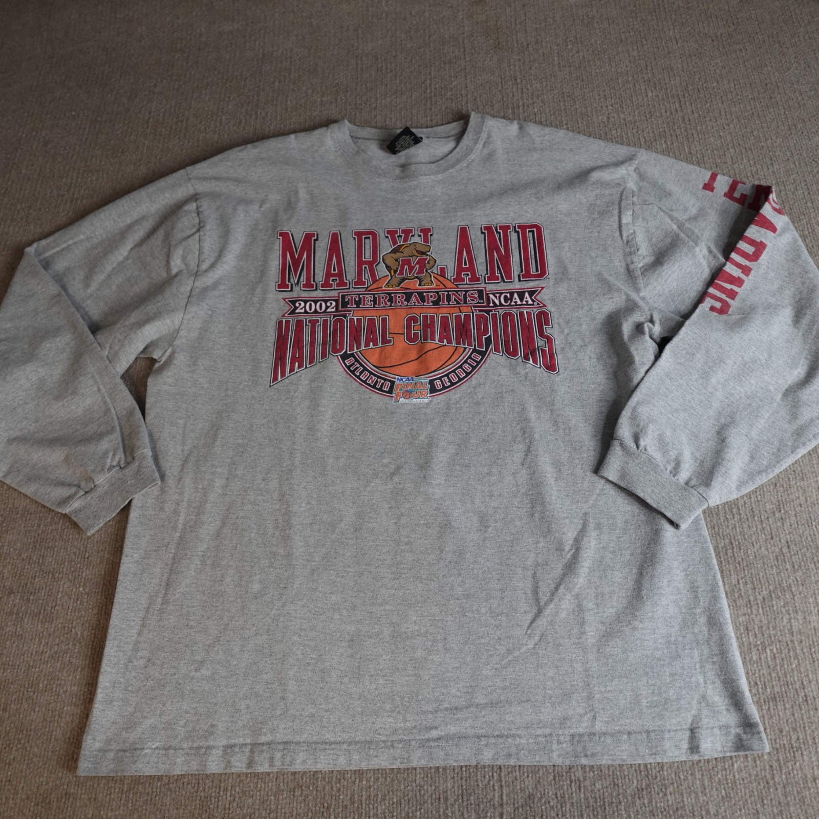 Vintage Maryland Terps Shirt 2XL Gray Long Sleeve 2002 NCAA Champions