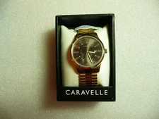 Caravelle by Bulova Men's Gold Tone Stainless Steel Quartz Watch 44B126 NEW