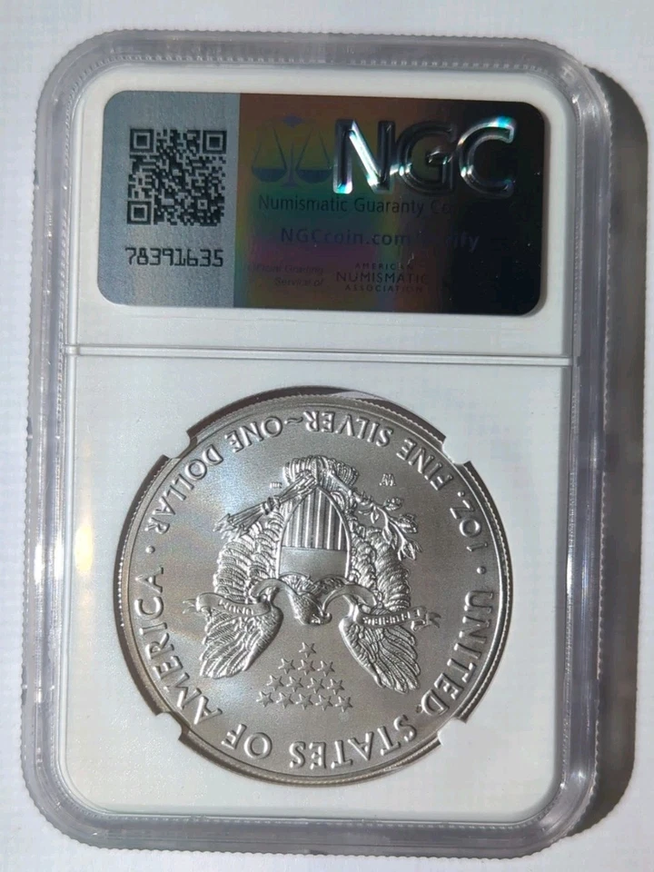 2018 W Burnished Silver Eagle $1 NGC MS 69 MINT ERROR Reverse Struck Thru - Image 3 of 3