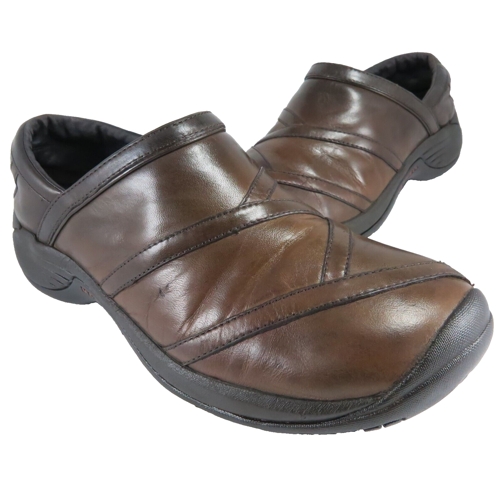 Zoccoli mocassini slip on Merrell Encore ECLIPSE Mocs donna taglia 9 5 M pelle marrone