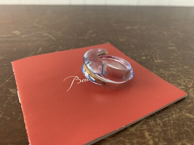 Bague Baccarat En Cristal - Forme Coquillage Turquoise Et Liseré Or 750, Taille 54, Occasion Excellent état