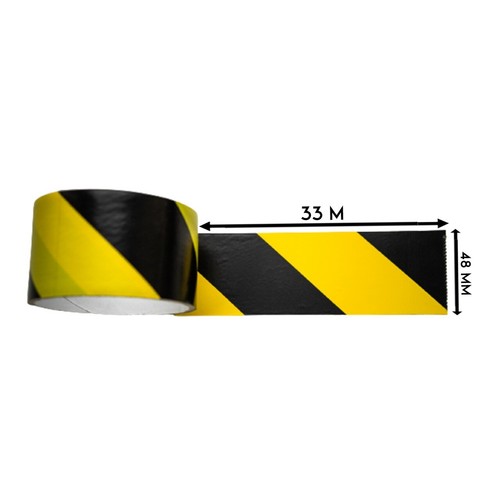 HAZARD WARNING TAPE ROLLS SELF ADHESIVE STRONG TAPE 48MM x 33M - BLACK & YELLOW - Picture 5 of 9