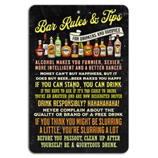 Bar Rules and Tips Funny Distressed Drinking Bar Sign