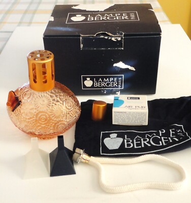 Mint In Box Lampe Berger France Peach Glass Amber Butterfly Oil Lamp Bag Wick +