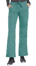 Cherokee Workwear Women's Low Rise Drawstring Cargo Scrub Pants - Teal - XS 4020