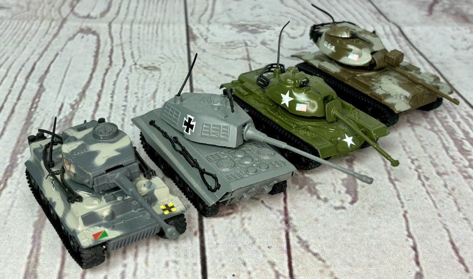 Lot of 4 Zylmex Diecast Military Tanks Patton, Tiger 1, King Tiger & M60 A1