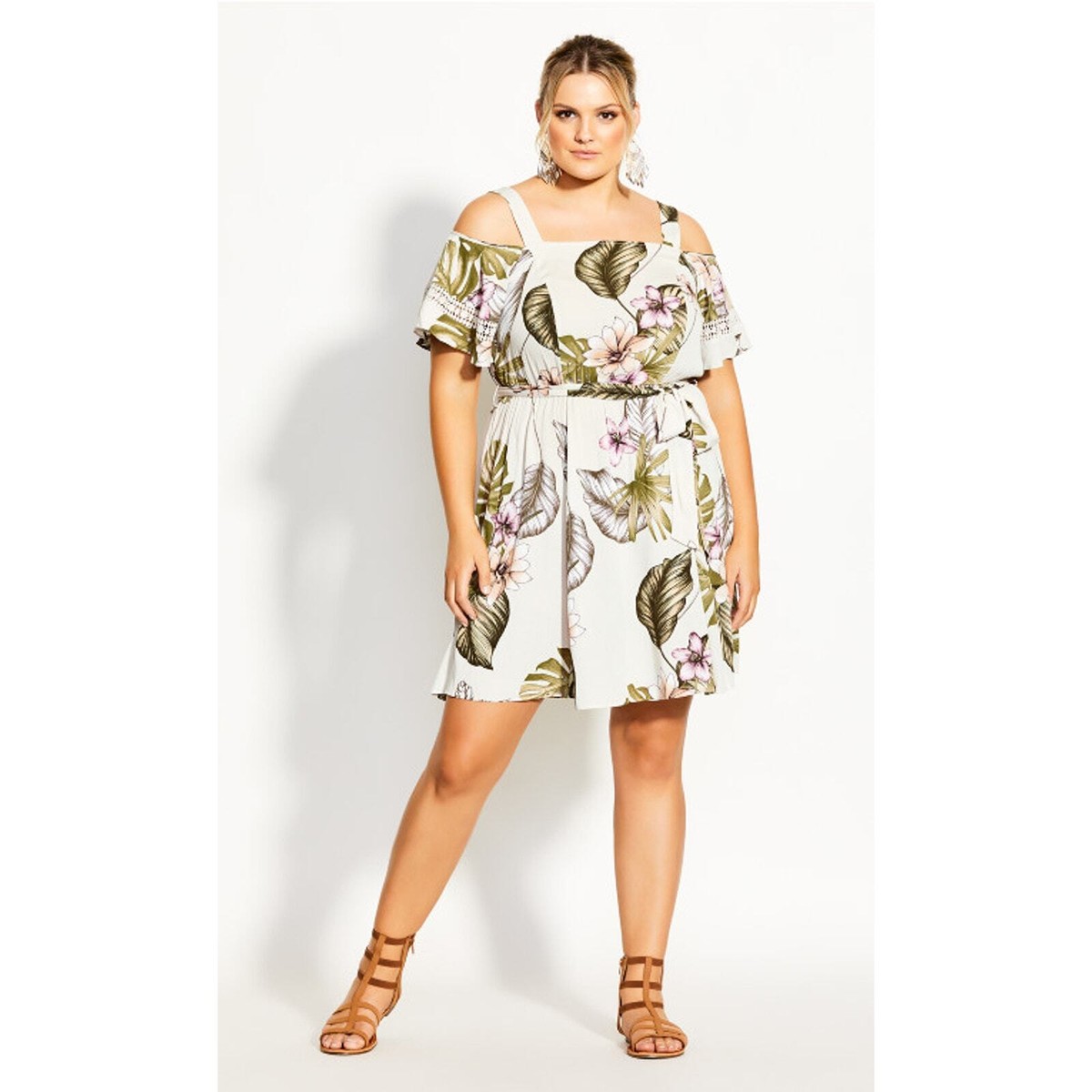 Size: 16 S NWT City Chic Women Cold Shoulder Floral Playsuit