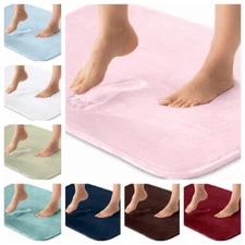 Thick Memory Foam Bath Rugs - Soft Absorbent - Machine Washable Bathroom Mats