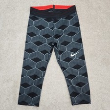 Nike Women Small Pro Elite 3/4 Tights Black Kenya Made In USA CT3901-000