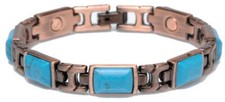 SOLID COPPER LINK MAGNETIC TURQUOISE BRACELET health stress TQ-R healing NSQUARE