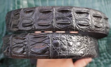W1.5" Black Real Crocodile Hornback Leather Skin Men's Belt Automatic Buckle #J6